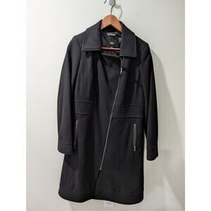 Mossimo Black Wool Blend Asymmetrical Zipper Coat